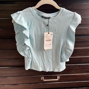 NWT Zara flutter sleeve crop top